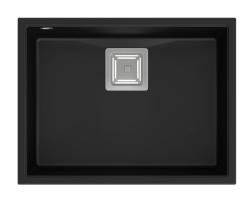 Quadri Quadrangle čierny žulový podmontovaný drez 55x42cm s nerezovou zátkou 1208957885