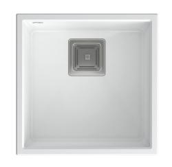 Quadri Quadrangle biely žulový podmontážny drez 42x42 cm s nerezovou zátkou 1208957886
