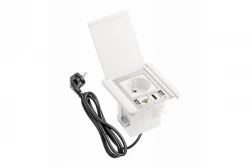 Indux Flip mat biely vstavaný zásuvkový panel s 2xUSB A, 1xRJ45 a HDMI pripojením 1208957916