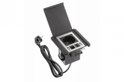 Indux Flip matná čierna s uzemnením vstavaná zásuvka s 2x USB A, 1x RJ45 a 1 HDMI pripojením 1208957917
