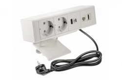Indux Desk písací stôl alebo stolová podložka biela, uzemnená zásuvka (2x) s 1xUSB A, 1xUSB C, 1xRJ45 a 1xHDMI 1208957923