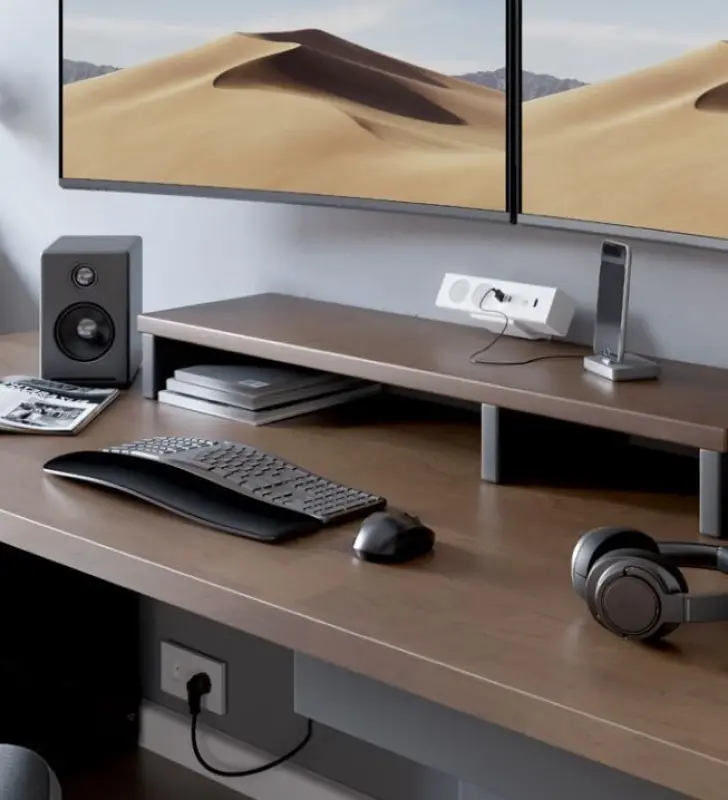 Indux Desk písací stôl alebo stolová podložka biela, uzemnená zásuvka (2x) s 1xUSB A, 1xUSB C, 1xRJ45 a 1xHDMI 1208957923