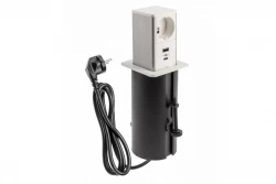 Indux Push vysúvacia biela zásuvka s uzemnením s 1xUSB A a 1xUSB C s nerezovým krytom 1208957929