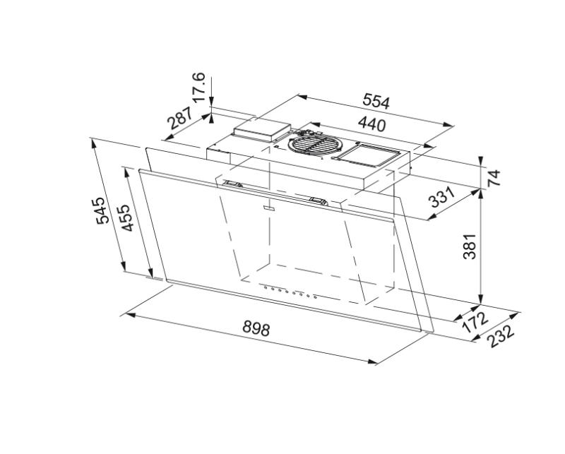 Franke Mythos Air Hub V voľne visiaci čierny digestor 90 cm 330.0679.324