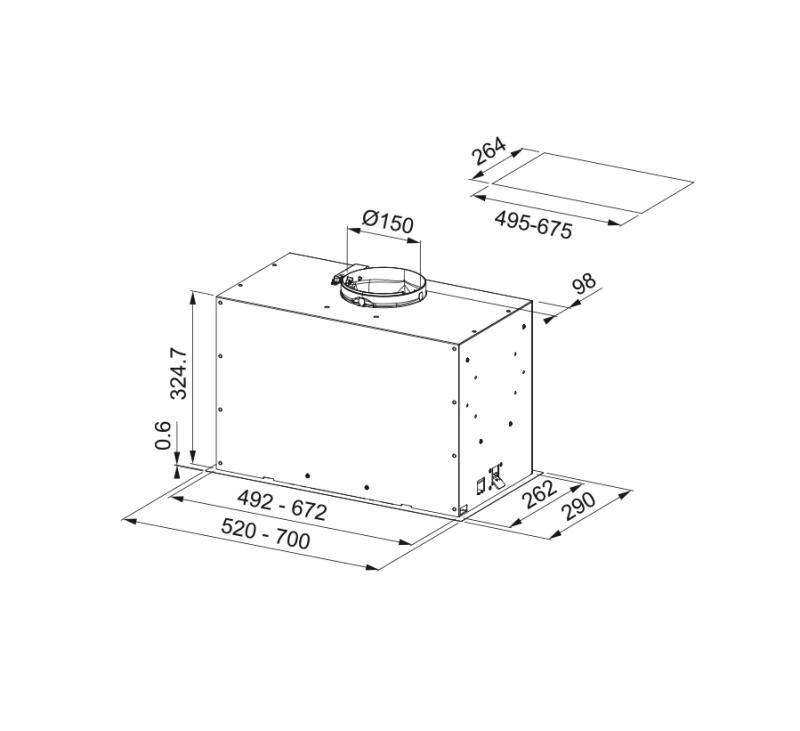 Franke Maris Box Flush EVO vstavaný nerezový digestor 52 cm 305.0665.359