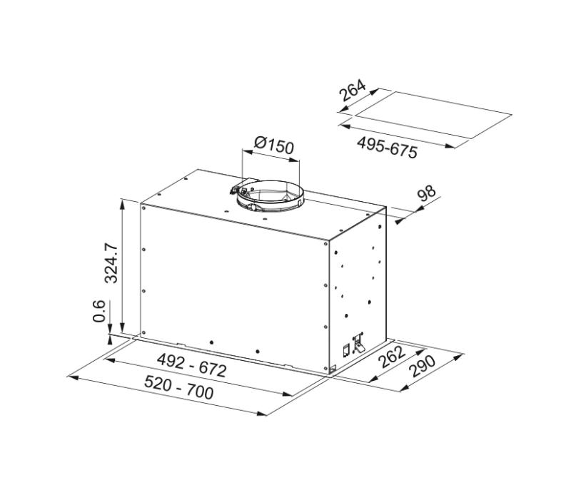 Franke Maris Box Flush EVO vstavaný matný čierny odsávač pár 52cm 305.0665.364
