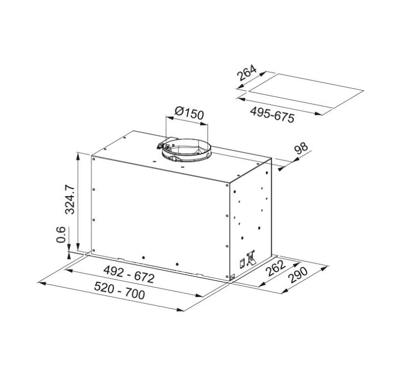 Franke Maris Box Flush EVO vstavaný nerezový digestor 70 cm 305.0665.361