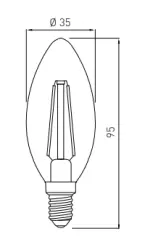 Decor Lumiere oválna LED lampa E14 Filament teplá biela 2700K dymové sklo 35mm