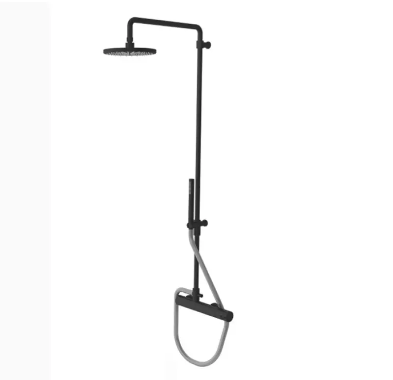 Waterevolution Flow shower combination with rain shower, matte black T141PR