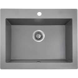 Aquadesign Farmhouse vstavaný alebo nadstavovaný žulový drez sivý 58x49cm 1208958165
