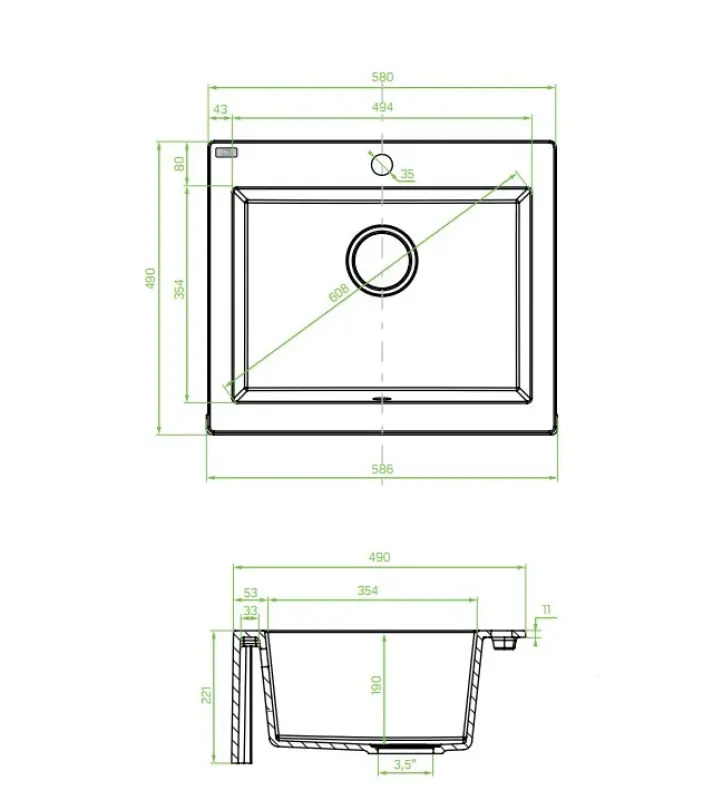 Aquadesign Farmhouse vstavaný alebo nadstavovaný žulový drez sivý 58x49cm 1208958165