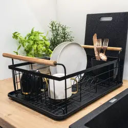 EPKA Bamboo čierny odkvapkávač na riad, odkvapkávač na riad z ocele 1208958219
