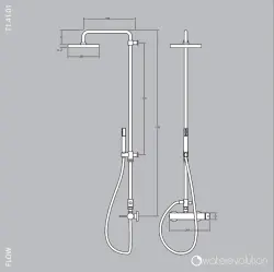 Waterevolution Flow shower combination with rain shower PVD White Gold T141WGE