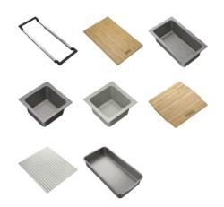 Franke Univerzálny doplnkový set All-in-one 5, krájacia doska, vložka, odkvapkávacia podložka a úložný box 112.0655.489