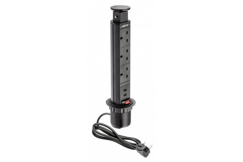 Desktop mortise predlžovací kábel 60 mm, 3x UK zásuvka, 2xUSB 2,1A 5V (čierny) ENGLISH VERSION 1208958628