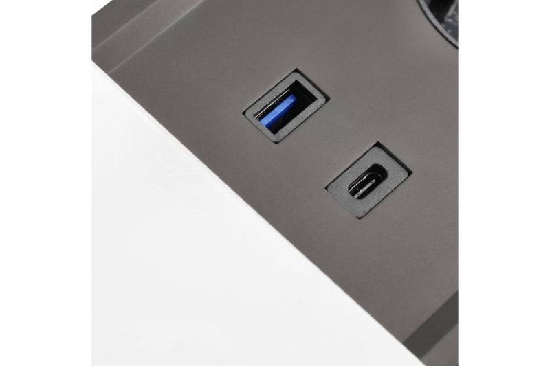 PRESTINO zapustený predĺžovací kábel pre pracovný stôl, 2x francúzska zásuvka, USB A+C, RJ45, HDMI, kábel 1,5 m, strieborný 1208958675