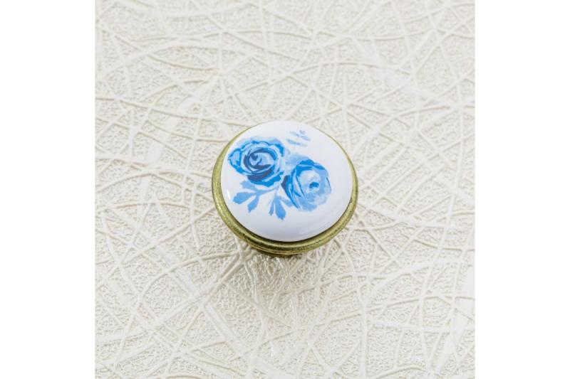 Porcelánová gombík 728-J4 antická mosadz A-Blue Rose 1208959149