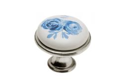 Porcelánová kľučka 0728-J4 A-Modrá ruža antické striebro 1208959150