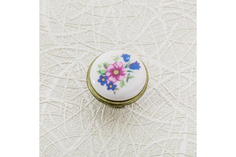 Porcelánová kľučka J4 antická mosadz R-ružový kvet 1208959153