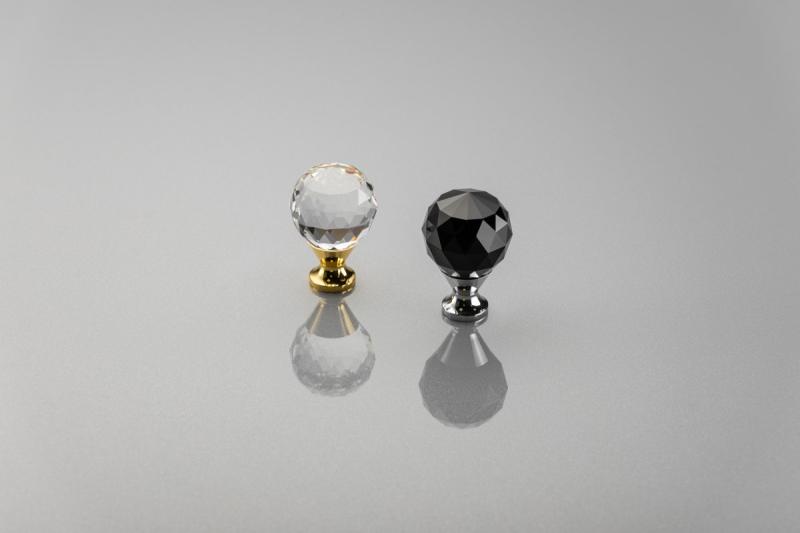 Gombík Zamak Crystal Palace A 30mm chróm + ČIERNY KRISTÁL 1208959267