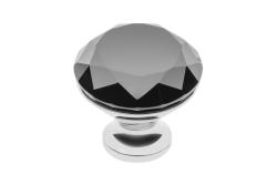Gombík Zamak Crystal Palace B 40mm chróm + ČIERNY KRISTÁL 1208959276