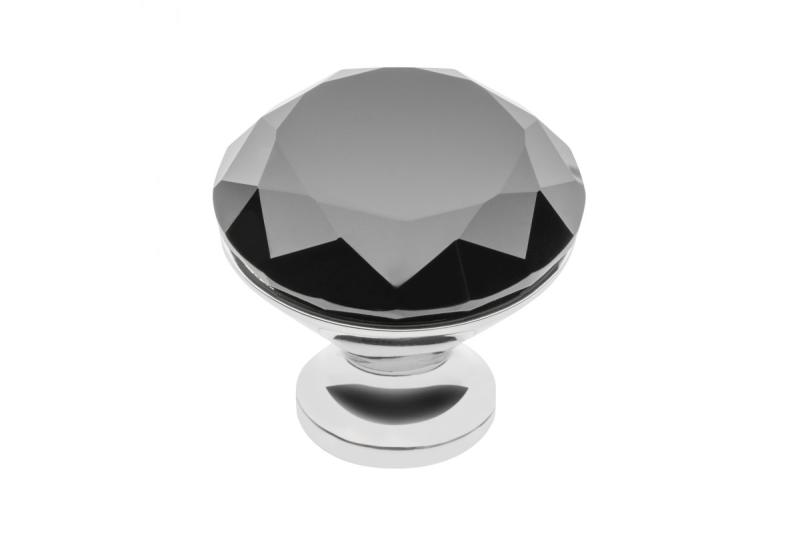Gombík Zamak Crystal Palace B 40mm chróm + ČIERNY KRISTÁL 1208959276