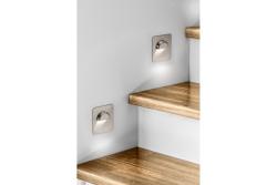 LED schodiskové svietidlo ESCADA KA DC12V štvorcové priehľadné tienidlo 0,8W 70lm 4000K inox kábel 150cm