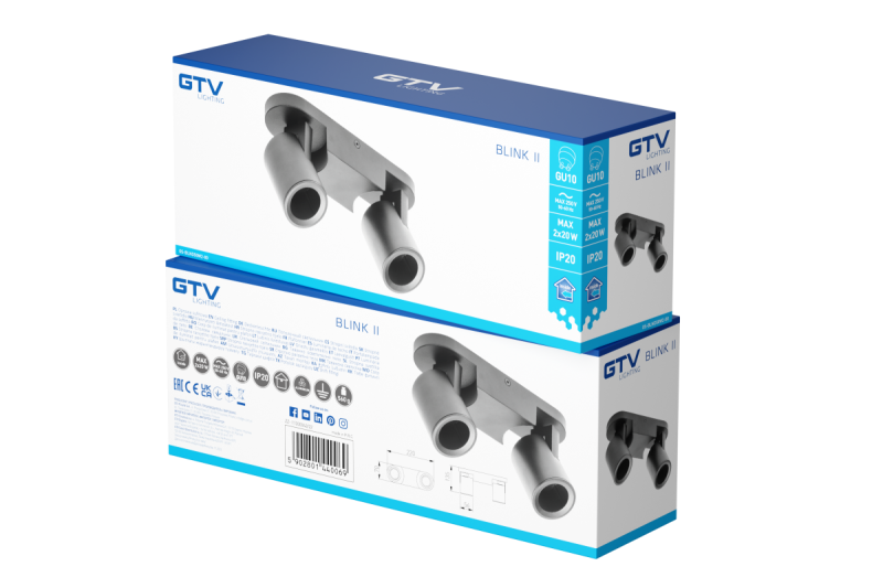 Dekor Stropné svietidlo BLINK II max. 250V 50/60 Hz GU10 max. 20W*2 IP20 Dvojitý Čierny 1208963846