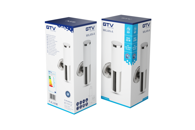 Tuinsverlichting Decor MILAN-A E27 MAX.40W IP54 AC220-240V 50-60Hz plochý nerez. 1208963941