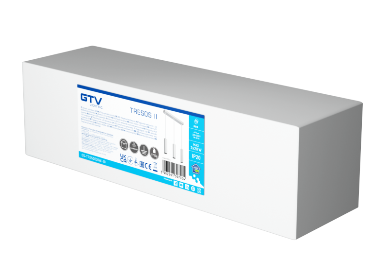 Decór Závesné svietidlo TRESOS II 3xGU10 hliník IP20 max. 3x20W biela. 1208964031
