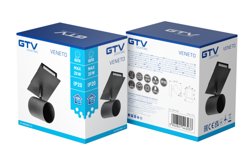 Dekor Stropné svietidlo VENETO IP20 max. 20W 1 x GU10 okrúhle čierne. 1208964036