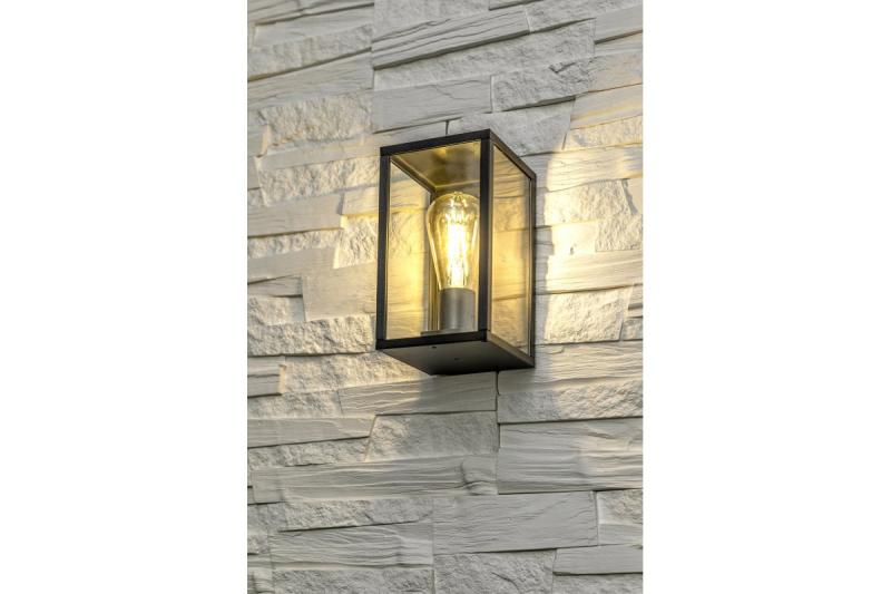 Decor Tuinarmatuur VENTANA-AU E27 MAX.20W IP54 AC220-240V 50-60Hz horná nástenná lampa rovná čierna. 1208964048