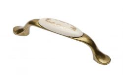 Porcelánová rukoväť 728P C=96mm antická mosadz X-zlatý ornament 1208965705