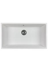 GraniteMy Universele granieten grote witte spoelbak 74x40 cm biela, montáž na pracovnú dosku, podmontáž a rovnomontáž s nerezovou zátkou 1208967111