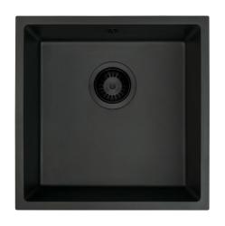 GraniteMy Universele granieten zwarte spoelbak 40x40 cm čierna na montáž na povrch, pod montáž a na rovinu s čiernou zátkou 1208967112