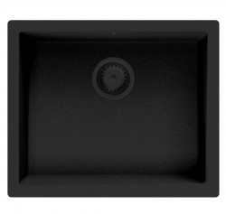 GraniteMy Universal granitový čierny drez 50x40 cm čierny, montáž na vrch, pod montáž a plochá montáž s čiernou zátkou 1208967129