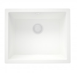 GraniteMy Universele granieten witte spoelbak 50x40 cm biela, montáž na vrch, spodná montáž a plochá montáž s bielou zátkou 1208967132