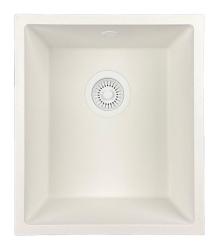 GraniteMy Universele granieten witte spoelbak 34x40 cm biela na montáž na pracovnú dosku, pod pracovnú dosku a na úroveň pracovnej dosky s bielou zátkou 1208967146