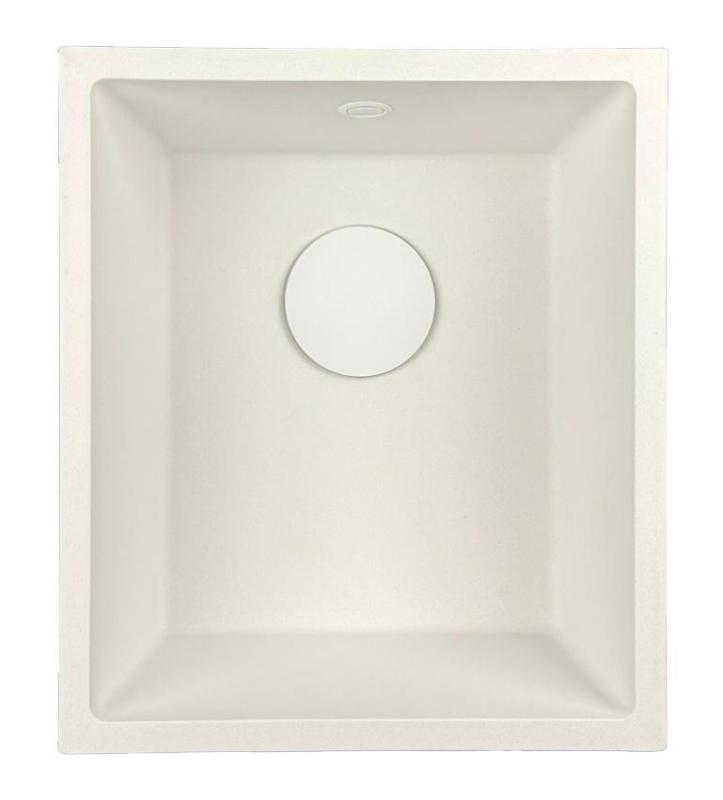 GraniteMy Universele granieten witte spoelbak 34x40 cm biela na montáž na pracovnú dosku, pod pracovnú dosku a na úroveň pracovnej dosky s bielou zátkou 1208967146