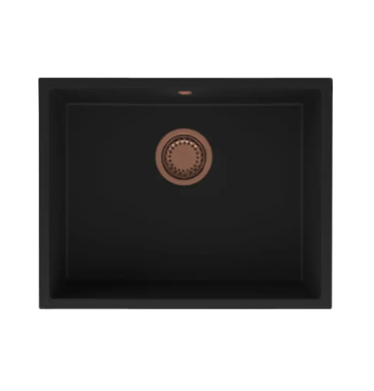 GraniteMy Universele granieten zwarte spoelbak 55x40 cm zwart opbouw, onderbouw en vlakinbouw met medenou zátkou 1208967152