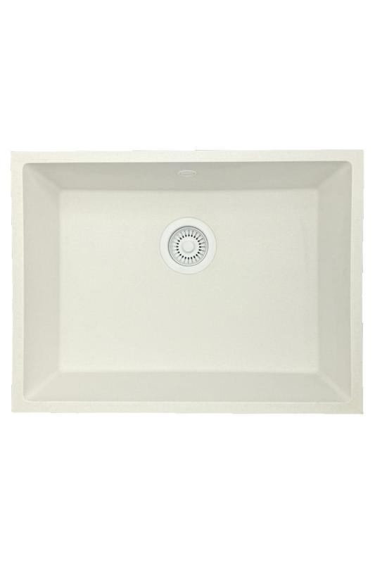 GraniteMy Univerzálny žulový biely drez 55x40 cm biely, montáž na dosku, pod dosku a do roviny s bielou zátkou 1208967153