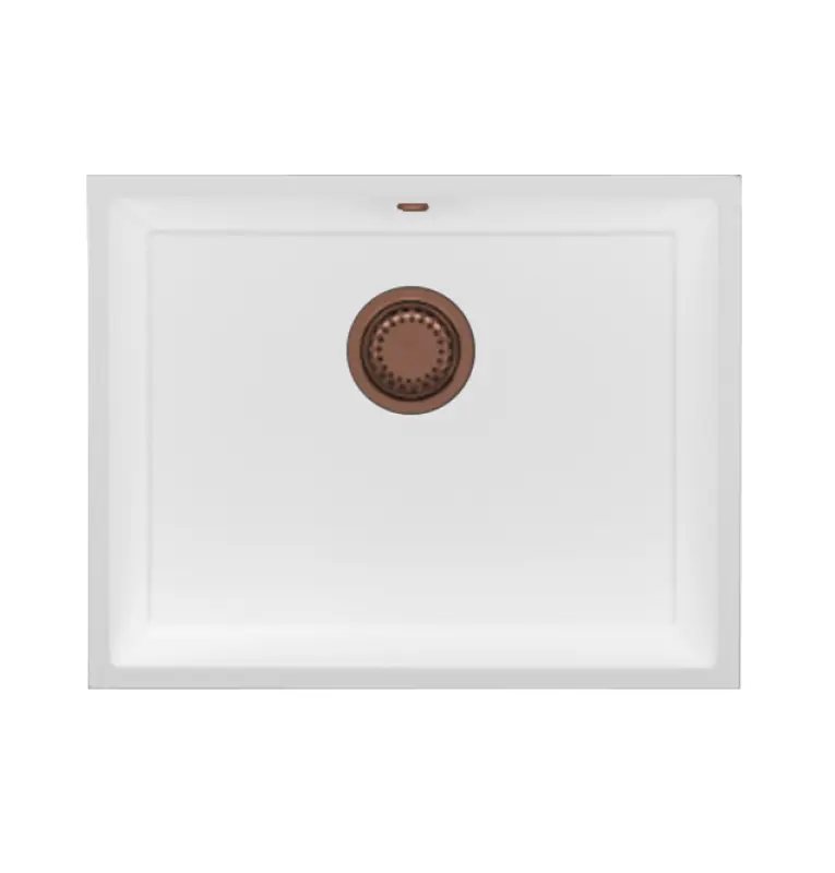 GraniteMy Universele granieten witte spoelbak 55x40 cm biela, montáž zhora, zdola a v jednej rovine s doskou s medenou zátkou 1208967156