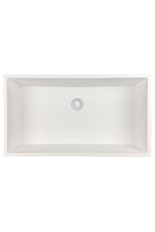 GraniteMy Universal granitový veľký biely drez 74x40 cm biely, na pracovnú dosku, pod pracovnú dosku a na úroveň pracovnej dosky s bielou zátkou 1208967160