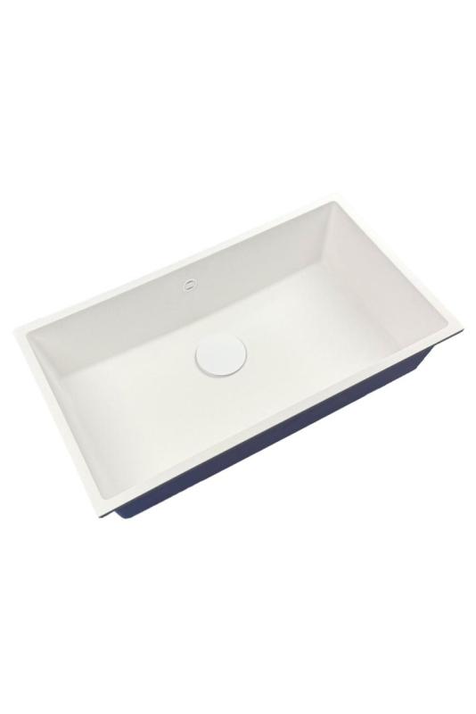 GraniteMy Universal granitový veľký biely drez 74x40 cm biely, na pracovnú dosku, pod pracovnú dosku a na úroveň pracovnej dosky s bielou zátkou 1208967160
