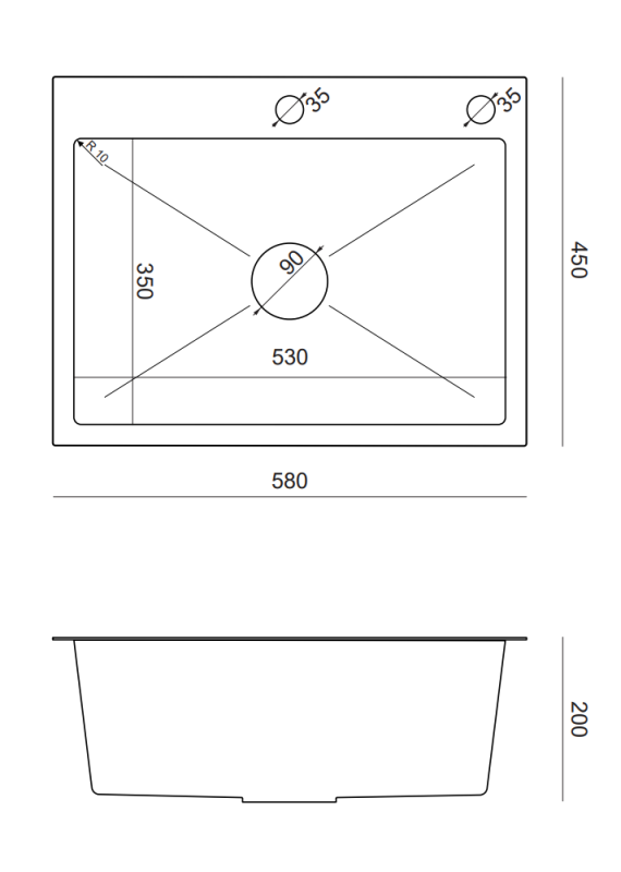 Quadri Dixton 60 nerezový drez 580x450 mm s otvorom na batériu a príslušenstvom 1208967194