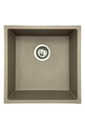 GraniteMy Universal granitový taupe drez 40x40 cm nadstavba, podstavba a plochá montáž s nerezovou zátkou 1208967211