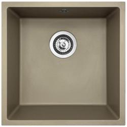 GraniteMy Universal granitový taupe drez 40x40 cm nadstavba, podstavba a plochá montáž s nerezovou zátkou 1208967211