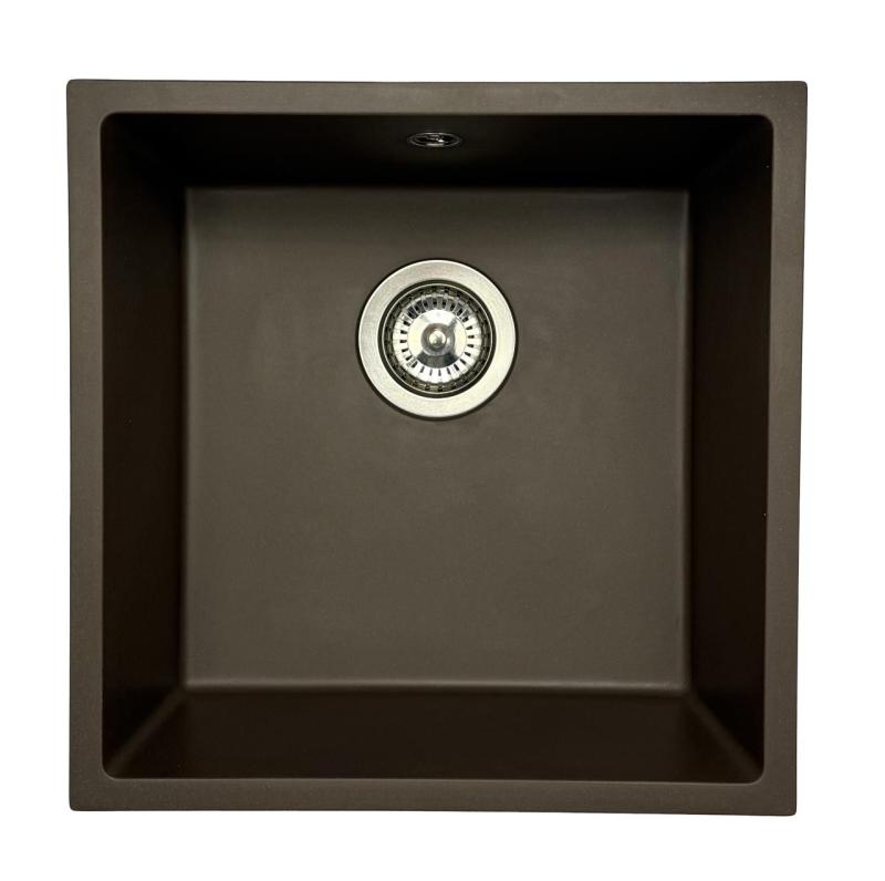 GraniteMy Universele granieten cafésink 40x40 cm voor opbouw, onderbouw en vlakbouw met rvs plug 1208967212