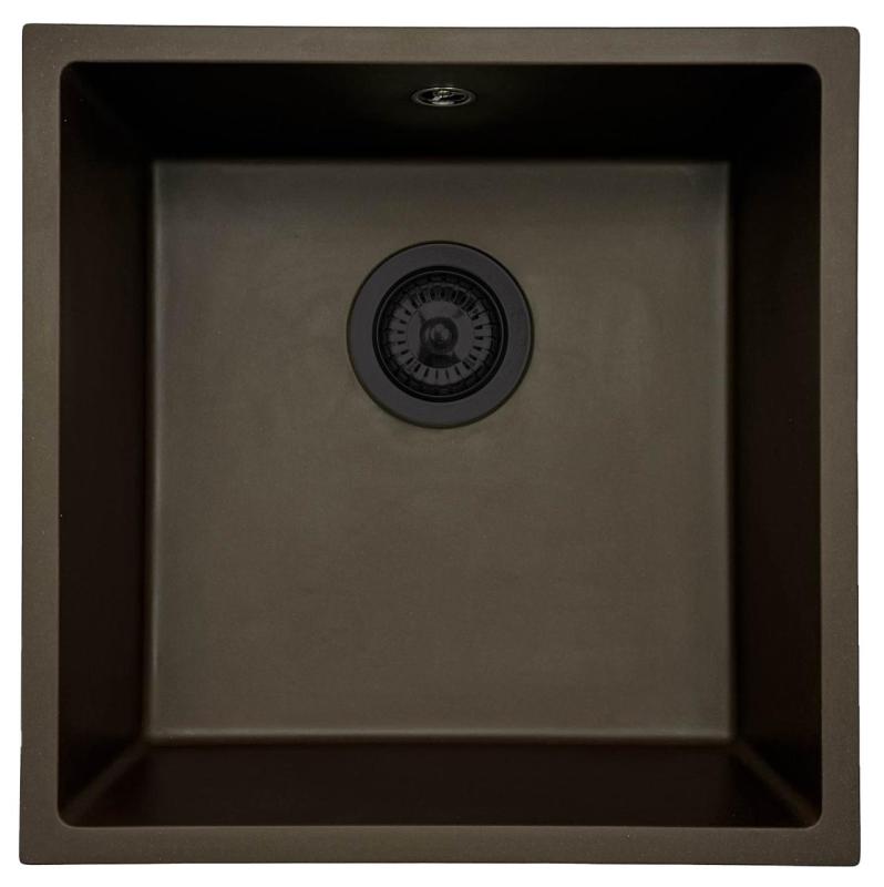 GraniteMy Universal žulový kávový drez 40x40 cm na hornú montáž, spodnú montáž a rovinnú montáž s čiernym uzáverom 1208967216