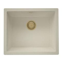 GraniteMy Universal žulový béžový pieskový drez 50x40 cm na pracovnú dosku, spodnú montáž a rovnomernú montáž s odtokovou zátkou 1208967222